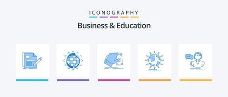 företag och utbildning blå 5 ikon packa Inklusive nätverk. global. företag. dollar. pengar. kreativ ikoner design vektor