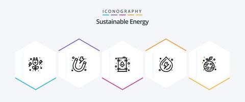 nachhaltig Energie 25 Linie Symbol Pack einschließlich Wachstum. Leistung. elektrisch. Wasser. sinken vektor