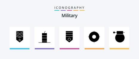 militär glyf 5 ikon packa Inklusive placera. cirkel. militär bomba. soldat. militär. kreativ ikoner design vektor