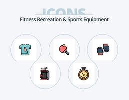 kondition rekreation och sporter Utrustning linje fylld ikon packa 5 ikon design. boll. basketboll. tennis. korg. sport vektor