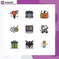 uppsättning av 9 modern ui ikoner symboler tecken för Diagram internet skrämmande hemsida browser redigerbar vektor design element