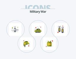 militär krig platt ikon packa 5 ikon design. kärn. krig. flygplan. fordon. armén tank vektor