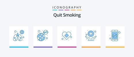 sluta rökning blå 5 ikon packa Inklusive medicin. händer. Nej. sjukvård. hälsa. kreativ ikoner design vektor
