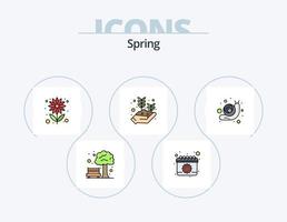 vår linje fylld ikon packa 5 ikon design. snigel. djur. körsbär. natur. närvarande vektor
