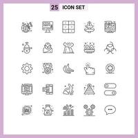 uppsättning av 25 modern ui ikoner symboler tecken för tillväxt turist dekor turism Semester redigerbar vektor design element