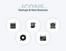 startups och ny företag glyf ikon packa 5 ikon design. . byggnad. profil. Bank. ark vektor