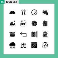 uppsättning av 16 modern ui ikoner symboler tecken för miljö ogräs kemi medicin blad redigerbar vektor design element
