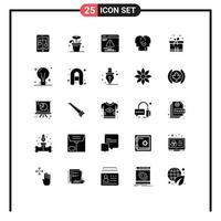 25 Universal- solide Glyphe Zeichen Symbole von Geschenk Ressourcen Frühling modern Geschäft editierbar Vektor Design Elemente