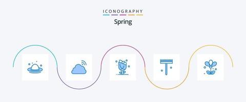 vår blå 5 ikon packa Inklusive skyffel. trädgårdsmästare. väder. trädgård. natur vektor
