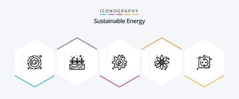 nachhaltig Energie 25 Linie Symbol Pack einschließlich Stecker. Öko. hydro. Tafel. Energie vektor
