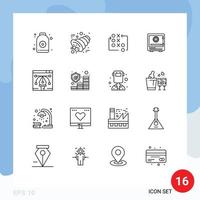 16 Benutzer Schnittstelle Gliederung Pack von modern Zeichen und Symbole von Geld Anzahlung Spiel Bank taktisch editierbar Vektor Design Elemente