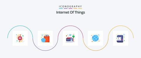 internet av saker platt 5 ikon packa Inklusive tillverkare. hus. smart. kaffe. infrastruktur vektor