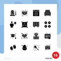 Lager Vektor Symbol Pack von 16 Linie Zeichen und Symbole zum Benutzerbild Sitz Unterwäsche Innere Server herunterladen editierbar Vektor Design Elemente