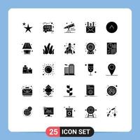 universell ikon symboler grupp av 25 modern fast glyfer av upp pil spyglass befordran post redigerbar vektor design element