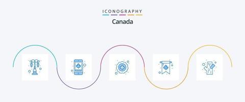 kanada blå 5 ikon packa Inklusive stubbe. dag. Kanada. firande. kort vektor