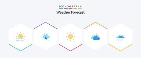 Wetter 25 eben Symbol Pack einschließlich . Regen. Sonne. Wolke. Mond vektor