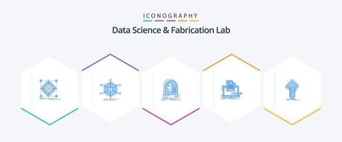 data vetenskap och tillverkning labb 25 blå ikon packa Inklusive dator. kodare. information. maskin. framtida vektor