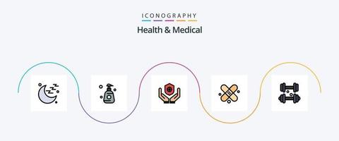 Gesundheit und medizinisch Linie gefüllt eben 5 Symbol Pack einschließlich medizinisch. Fitness. Medizin. Hantel. medizinisch vektor