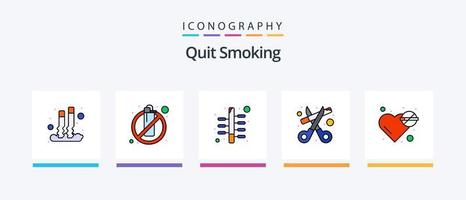 sluta rökning linje fylld 5 ikon packa Inklusive bok guide. Nej rökning. inte tillåten. cigarett. rökning. kreativ ikoner design vektor
