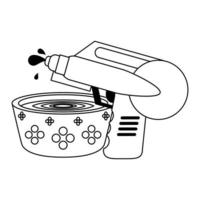 Wasserpistole Pistole Spielzeug Cartoon in schwarz und weiß vektor