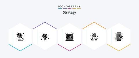 Strategie 25 Glyphe Symbol Pack einschließlich Geschäft. kreativ. Diagramm. Zusammenarbeit. Verwaltung vektor