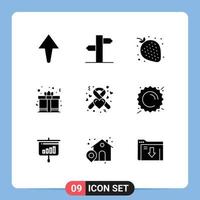 uppsättning av 9 modern ui ikoner symboler tecken för band hälsa ljuv donation hjärta redigerbar vektor design element