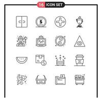 16 kreativ Symbole modern Zeichen und Symbole von Arbeiter Mitarbeiter Stift Preis- Tasse editierbar Vektor Design Elemente