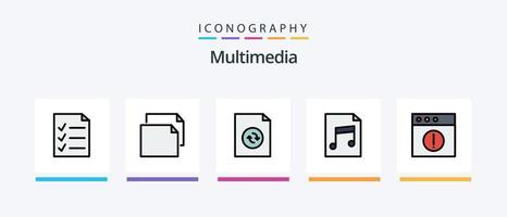 multimedia linje fylld 5 ikon packa Inklusive . synkronisera. landskap. kopiera. kreativ ikoner design vektor