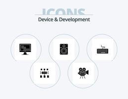 enhet och utveckling glyf ikon packa 5 ikon design. tangentbord. utbildning. dator. musik. högtalare vektor