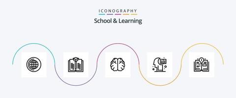 skola och inlärning linje 5 ikon packa Inklusive . hemisfär. bok vektor