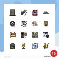 uppsättning av 16 modern ui ikoner symboler tecken för träd kulle filma landskap kartnål redigerbar kreativ vektor design element