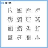 Lager Vektor Symbol Pack von 16 Linie Zeichen und Symbole zum Google Konversation wolkig Mann Botschaft editierbar Vektor Design Elemente