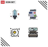 4 kreativ Symbole modern Zeichen und Symbole von Birne gebraten Ei Licht Design Essen editierbar Vektor Design Elemente