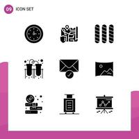 9 Universal- solide Glyphe Zeichen Symbole von Kino geschickt Französisch Mail Röhren editierbar Vektor Design Elemente