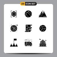 Lager Vektor Symbol Pack von 9 Linie Zeichen und Symbole zum Zustimmung regulatorisch Berge Parkplatz Wandern editierbar Vektor Design Elemente