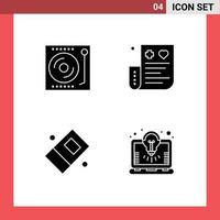 4 kreativ Symbole modern Zeichen und Symbole von Geräte Finanzen Drehscheibe Karte Radiergummi editierbar Vektor Design Elemente