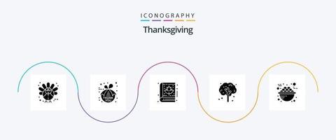 das Erntedankfest Glyphe 5 Symbol Pack einschließlich Lebensmittel. Baum. Herbst. das Erntedankfest. Apfel vektor