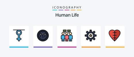 mänsklig linje fylld 5 ikon packa Inklusive . person. hjärta. jury. domstol. kreativ ikoner design vektor