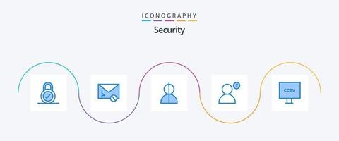 säkerhet blå 5 ikon packa Inklusive spionera. kamera. avatar. profil. tjuv vektor