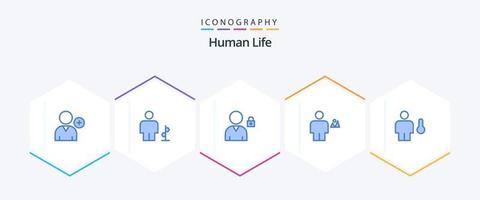 Mensch 25 Blau Symbol Pack einschließlich Körper. Land. Block. Mensch. Körper vektor