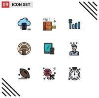 uppsättning av 9 modern ui ikoner symboler tecken för mobil smartphone seo paket författare typ redigerbar vektor design element