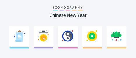 Chinesisch Neu Jahr eben 5 Symbol Pack einschließlich China. neu. Chinesisch. Chinesisch. Yin Yang. kreativ Symbole Design vektor