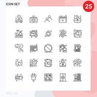 einstellen von 25 Vektor Linien auf Gitter zum Lieferung abspielen Benutzer Video Medien editierbar Vektor Design Elemente