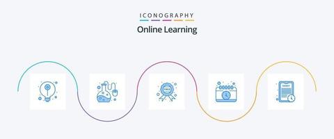 uppkopplad inlärning blå 5 ikon packa Inklusive läsplatta. uppdrag. fri. tid. skrivbord vektor