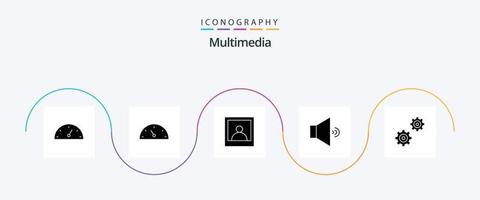 Multimedia Glyphe 5 Symbol Pack einschließlich . Klang. Getriebe vektor