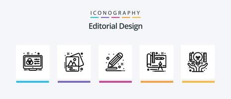 redaktionell design linje 5 ikon packa Inklusive suddgummi. måla. företags. dra. kreativ. kreativ ikoner design vektor