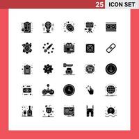 solide Glyphe Pack von 25 Universal- Symbole von Hobby Bild Idee Video Virus editierbar Vektor Design Elemente
