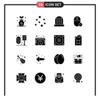 Lager Vektor Symbol Pack von 16 Linie Zeichen und Symbole zum Dusche Badezimmer Fingerhut Bad Maus editierbar Vektor Design Elemente