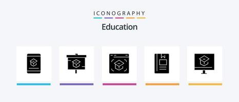 Bildung Glyphe 5 Symbol Pack einschließlich Wissen. Buch. Schule. Schule. Lernen. kreativ Symbole Design vektor