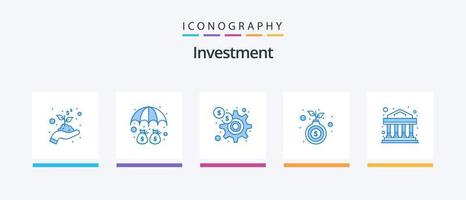 investering blå 5 ikon packa Inklusive investering. Bank. finansiera. tillväxt. hand. kreativ ikoner design vektor